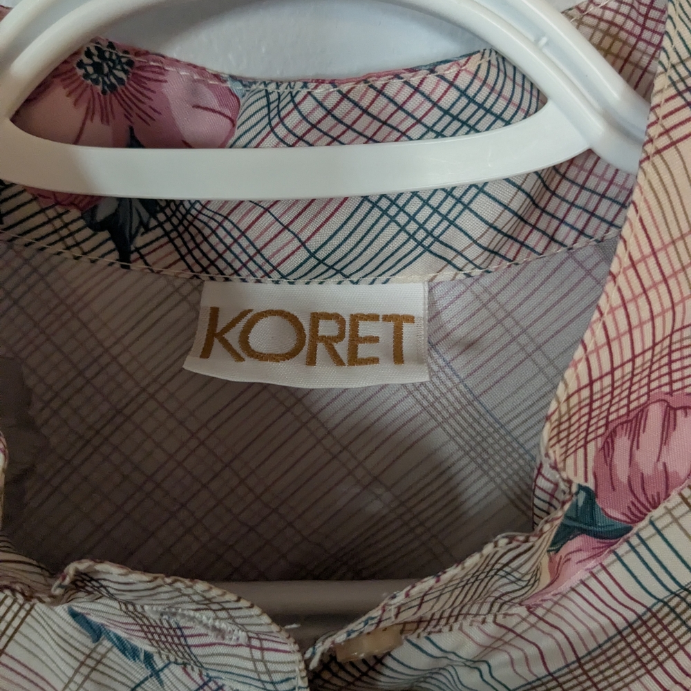 VINTAGE Koret Women's Floral Plaid Button Down Shirt - Picture 3 of 5